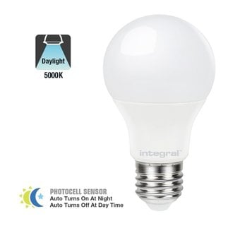 E27 4,8w Led Bollamp, 5000K, Dag/Nacht Sensor, 2 Jaar garantie