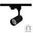 Reserveer: 3 Fase Rail armatuur met GU10 Fitting Kort Verdiept, Zwartkleurige behuizing