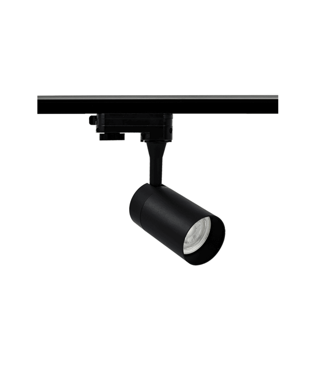 3 Fase Rail armatuur met GU10 Fitting Kort Verdiept, Zwartkleurige behuizing