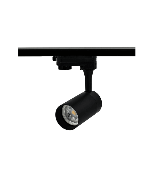 3 Fase Rail armatuur met GU10 Fitting Kort Verdiept, Zwartkleurige behuizing