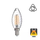 E14 Filament Ribbel LED Kaarslamp 2w Helder, 100 Lumen, 2400K Flame, Dimbaar, 2 Jaar Garantie