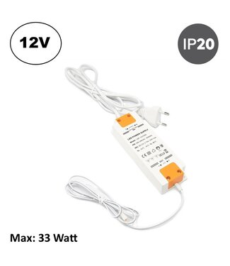 LED Transformator 33 Watt - 12Vdc  T.b.v. Keuken / Kastverlichting
