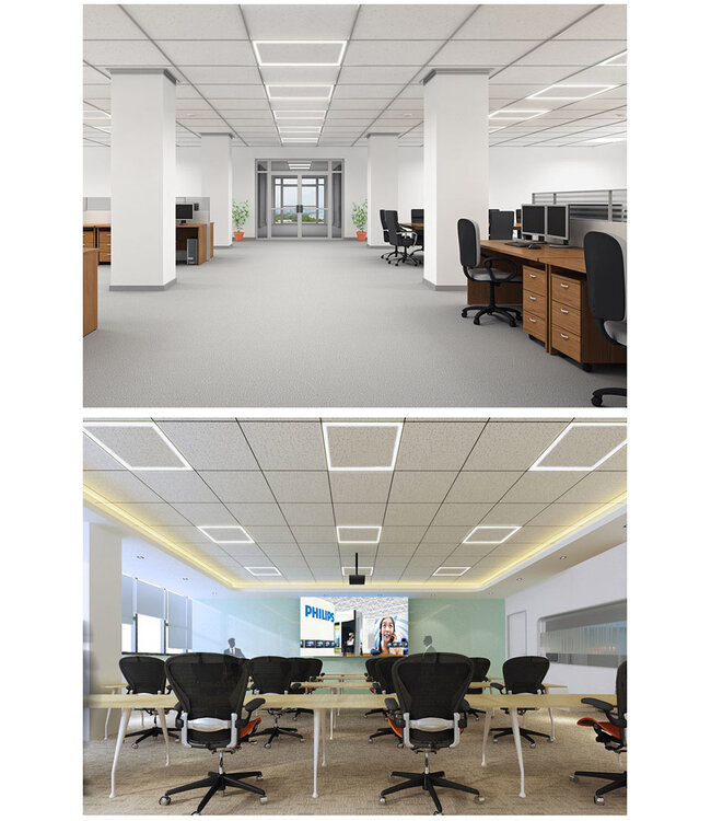 Frame LED Paneel 60x60cm, 32w, 3200 Lumen (100lm/w), Color Switch (3000/4000/6000K), Flikkervrije Philips LED Driver, Stekkerklaar, 3 / 5 Jaar Garantie