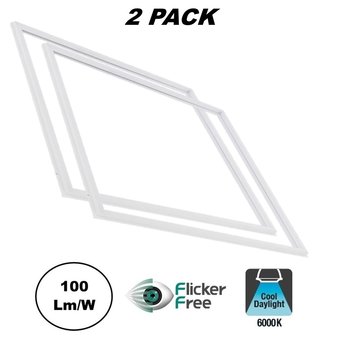 2 PACK - LED Frame Paneel 60x60cm, 36W, 3600 Lumen, 6000K Daglicht Wit, Flikkervrije Driver, 2 Jaar Garantie