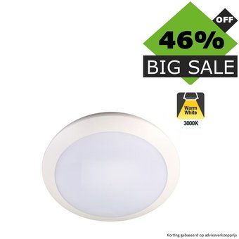 UITVERKOOP - Led Plafonnière 16w, 1260 Lumen, 3000K Warm Wit, IP66, IK10