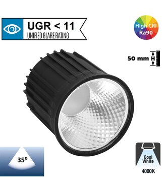 LED GU10 / Module 9w, 550 Lumen, 4000K Neutraal Wit, CRI90, Dimbaar, 2 Jaar Garantie