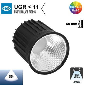 LED GU10 / Module 9w, 550 Lumen, 4000K Neutraal Wit, CRI90, Dimbaar, 2 Jaar Garantie