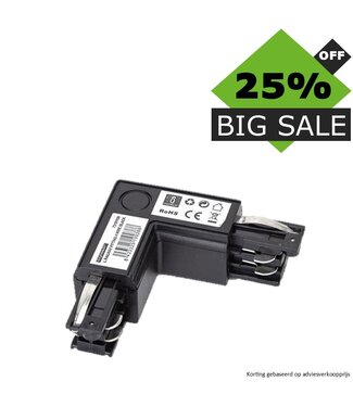 UITVERKOOP - AS Serie - 3 Fase Rail Koppelstuk Hoek - Zwart
