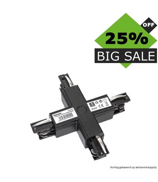UITVERKOOP - AS Serie- 3 Fase Rail Koppelstuk X - Zwart