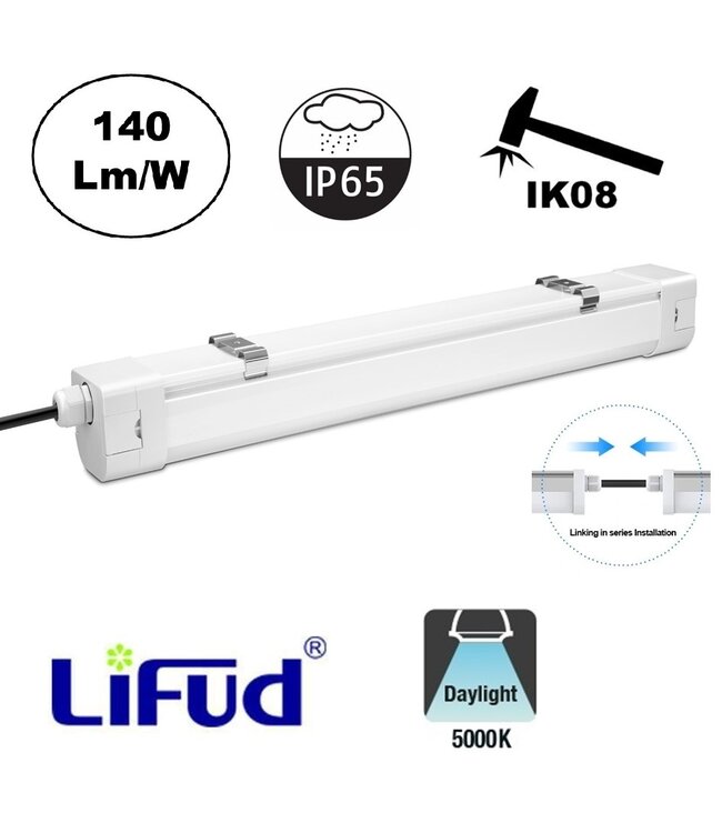 UCT LED Tri Proof 120cm, 40w, 5600 Lumen (140lm/w), Lifud LED Driver, IK08, IP65, 5 jaar garantie