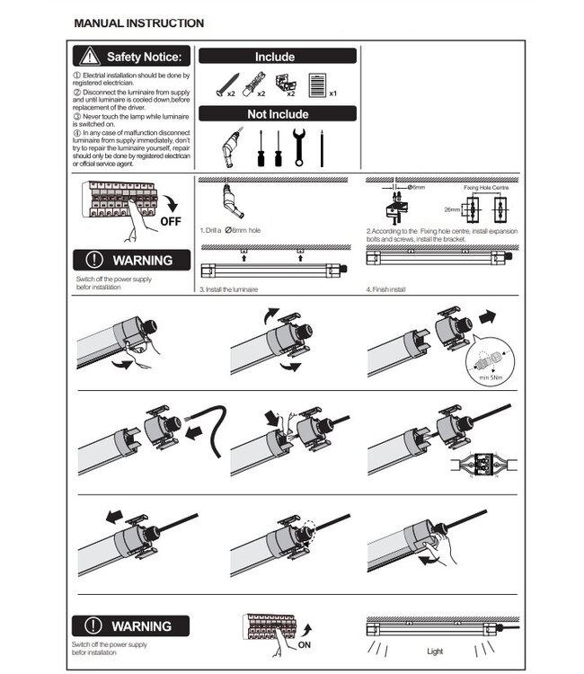 UCT LED Tri Proof 150cm, 60w, 8400 Lumen (140lm/w), Lifud LED Driver, IK08, IP65, 5 jaar garantie