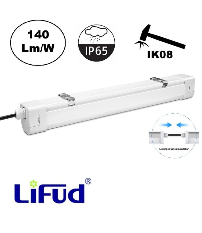UCT LED Tri Proof 150cm, 60w, 8400 Lumen (140lm/w), Lifud LED Driver, IK08, IP65, 5 jaar garantie