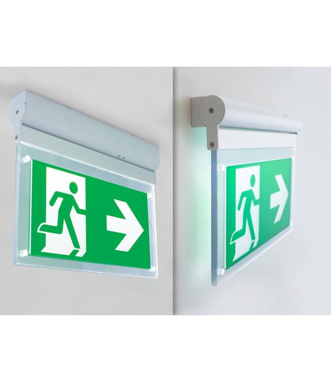 Auto-Test LED Noodverlichtingsarmatuur 2w, 240 Lumen, Wit, Kantelbaar, Opbouw, Met pijlaanduiding, 5 Jaar garantie