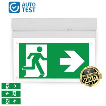 Auto-Test LED Noodverlichtingsarmatuur 2w, 240 Lumen, Wit, Kantelbaar, Opbouw, Met pijlaanduiding, 5 Jaar garantie