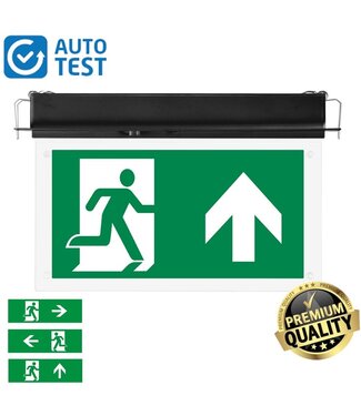 Auto-Test Inbouw LED Noodverlichtingsarmatuur 2w, 180 Lumen, Zwart, IP20, Met Pijlaanduiding, 5 Jaar Garantie