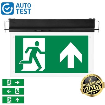 Auto-Test Inbouw LED Noodverlichtingsarmatuur 2w, 180 Lumen, Zwart, IP20, Met Pijlaanduiding, 5 Jaar Garantie