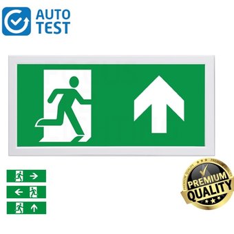 Auto-Test LED Opbouw Noodverlichting Flat 3w, 240 Lumen, Zichtbaar tot 28 meter, IP20, Met pijlaanduiding, 5 Jaar Garantie