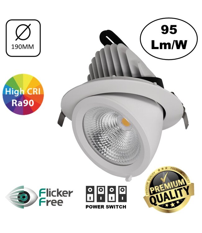 LED Banaanspot 28-44w,  2700-4000 lm, Flikkervrije KGP Driver, Gatmaat 175mm, CRI90, Wit, 5 Jaar Garantie