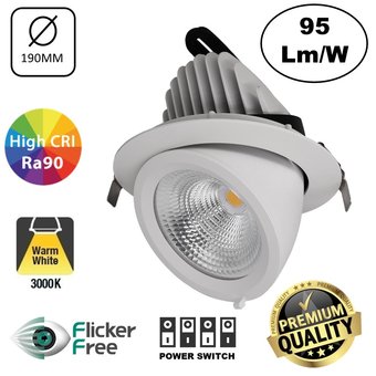 LED Banaanspot 28-44w,  2700-4000 lm, Flikkervrije KGP Driver, Gatmaat 175mm, CRI90, Wit, 5 Jaar Garantie