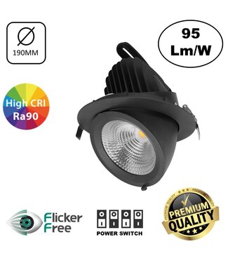 LED Banaanspot 28-44w,  2700-4000 lm, Flikkervrije KGP Driver, Gatmaat 175mm, CRI90, Zwart, 5 Jaar Garantie