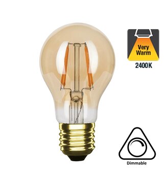 UITVERKOOP: E27 Led Lamp 4w, A60, 2400K Flame, 270 Lumen, Dimbaar, Amber Glas