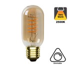 E27 Led Buis Lamp 4w, 2500K Flame, 270 Lumen, Dimbaar, Amber Glas, 2 Jaar Garantie