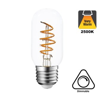 E27 Led Buis Lamp 4w, 2500K Flame, 270 Lumen, Dimbaar, Helder Glas, 2 Jaar Garantie