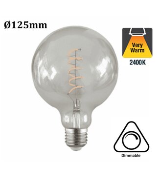 UITVERKOOP: E27 Led Lamp 4w Edison, Globe 125, 2400K Flame, 180 Lumen, Dimbaar, Helder Glas