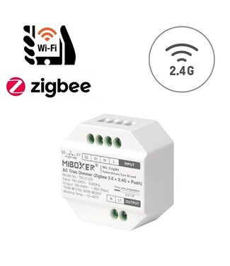 Miboxer Draadloze Triac LED Dimmer, Zigbee 3.0 + 2.4GHz, Max 300 watt