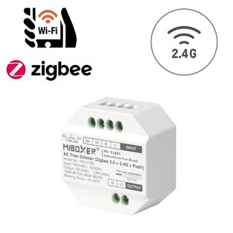 Miboxer Draadloze Triac LED Dimmer, Zigbee 3.0 + 2.4GHz, Max 300 watt