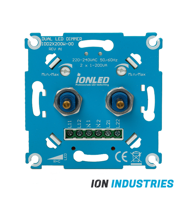 ION INDUSTRIES -DUO Inbouw LED Dimmer | 2x 0.3-200 Watt