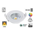 Inbouw LED Spot 5w Flat, 450 Lumen, 2700K, Kantelbaar, IP44, Dimbaar, CRI90, Wit Armatuur, Gatmaat 72mm, 2 Jaar Garantie