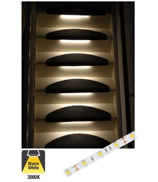 Complete Set LED Trapverlichting - 10CM - 60 Leds/M - 3000K Warm Wit