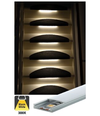 Complete Set LED Trapverlichting - Met Alu Profiel - 20CM - 60 Leds/M - 3000K Warm Wit