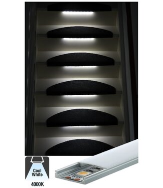 Complete Set LED Trapverlichting - Met Alu Profiel - 20CM - 60 Leds/M - 4000K Neutraal Wit