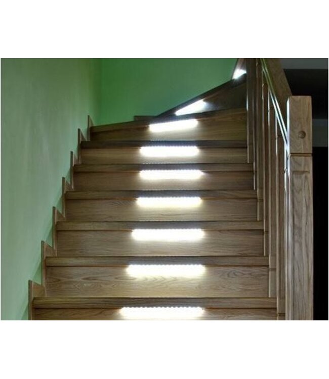 Complete Set LED Trapverlichting - Met Alu Profiel - 20CM - 60 Leds/M - 6000K Daglicht Wit