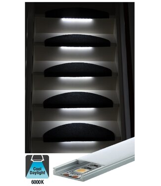 Complete Set LED Trapverlichting - Met Alu Profiel - 20CM - 60 Leds/M - 6000K Daglicht Wit