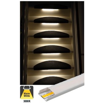 Complete Set LED Trapverlichting - COB LEDS - Met Alu Profiel - 10CM - 320 Leds/M - 3000K Warm Wit