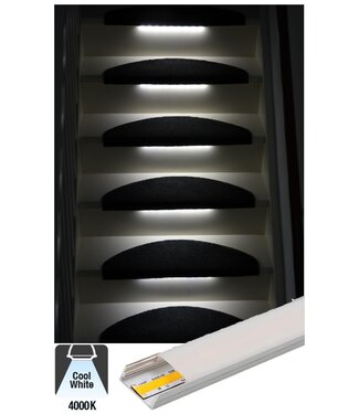 Complete Set LED Trapverlichting - COB LEDS - Met Alu Profiel - 10CM - 320 Leds/M - 4000K Neutraal Wit