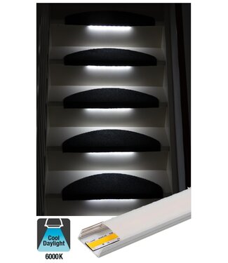 Complete Set LED Trapverlichting - COB LEDS - Met Alu Profiel - 10CM - 320 Leds/M - 6000K Daglicht Wit