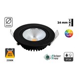 UITVERKOOP: Inbouw LED Spot 5w Flat, 450 Lumen, 2200K, Kantelbaar, IP54, CRI90, Zwart Armatuur, Gatmaat 75mm