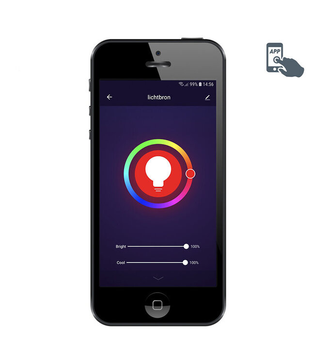 Smart WiFi GU10 LED Spot 4,9w, RGB+CCT (2700K-6500K), 350 Lumen, Werkt via Tuya App / Google Assistant / Amazon Alexa, 2 Jaar Garantie