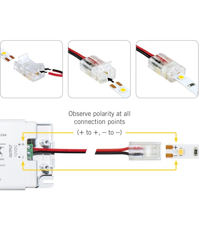 A-Serie Led Strip Connector 10MM Led Strips (Zonder solderen) | Geschikt voor IP20 en IP65 LED Strips