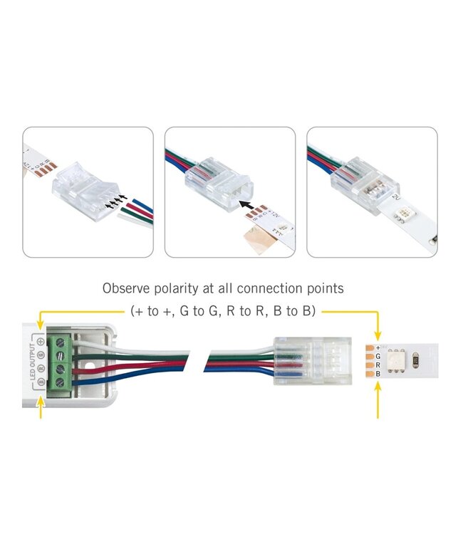 A-Serie Led Strip Connector RGB Led Strips 10MM  (Zonder solderen) | Geschikt voor IP20 en IP65 LED Strips
