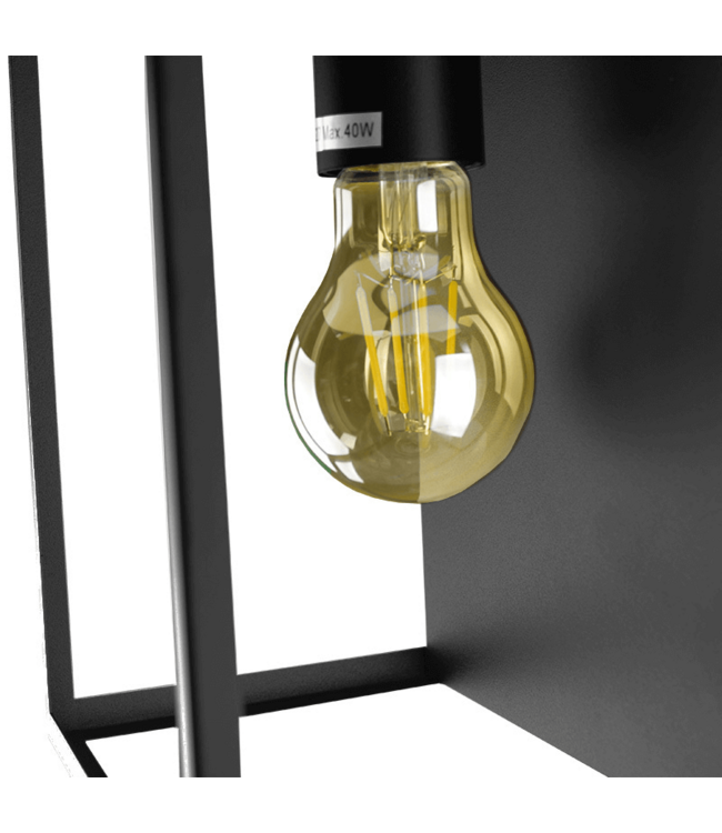 Industriële Wandlamp Zwart | 26x17cm | Incl. Lichtbron E27 - 4w - 2400K - Dimbaar  | Retro | Vintage | Metaal