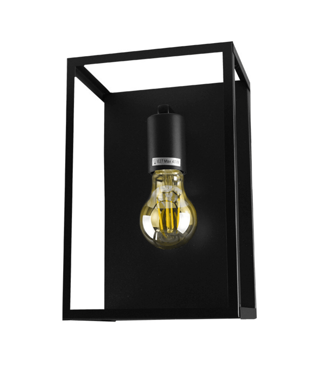 Industriële Wandlamp Zwart | 26x17cm | Incl. Lichtbron E27 - 4w - 2400K - Dimbaar  | Retro | Vintage | Metaal