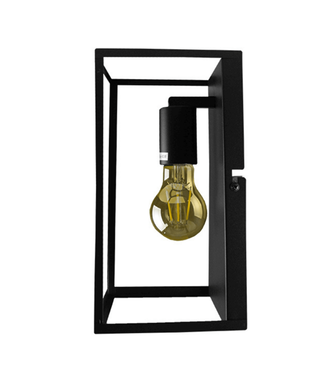 Industriële Wandlamp Zwart | 26x17cm | Incl. Lichtbron E27 - 4w - 2400K - Dimbaar  | Retro | Vintage | Metaal