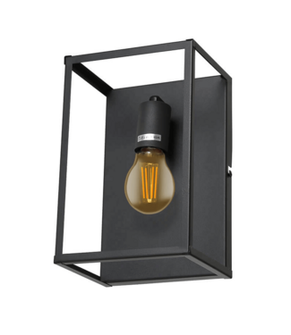 Industriële Wandlamp Zwart | 26x17cm | Incl. Lichtbron E27 - 4w - 2400K - Dimbaar  | Retro | Vintage | Metaal