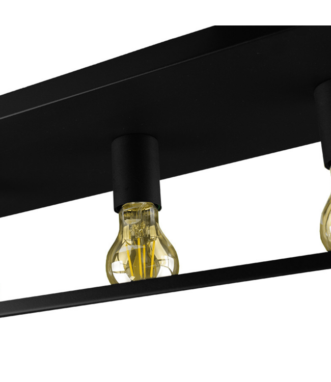 Industriële Plafondlamp / Hanglamp Zwart | 72x21x18cm | Incl. Lichtbron E27 - 4w - 2400K - Dimbaar | Retro | Vintage | Metaal