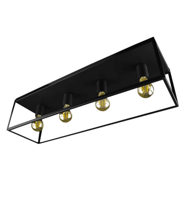 Industriële Plafondlamp / Hanglamp Zwart | 72x21x18cm | Incl. Lichtbron E27 - 4w - 2400K - Dimbaar | Retro | Vintage | Metaal